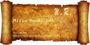 Milla Renátó névjegykártya
